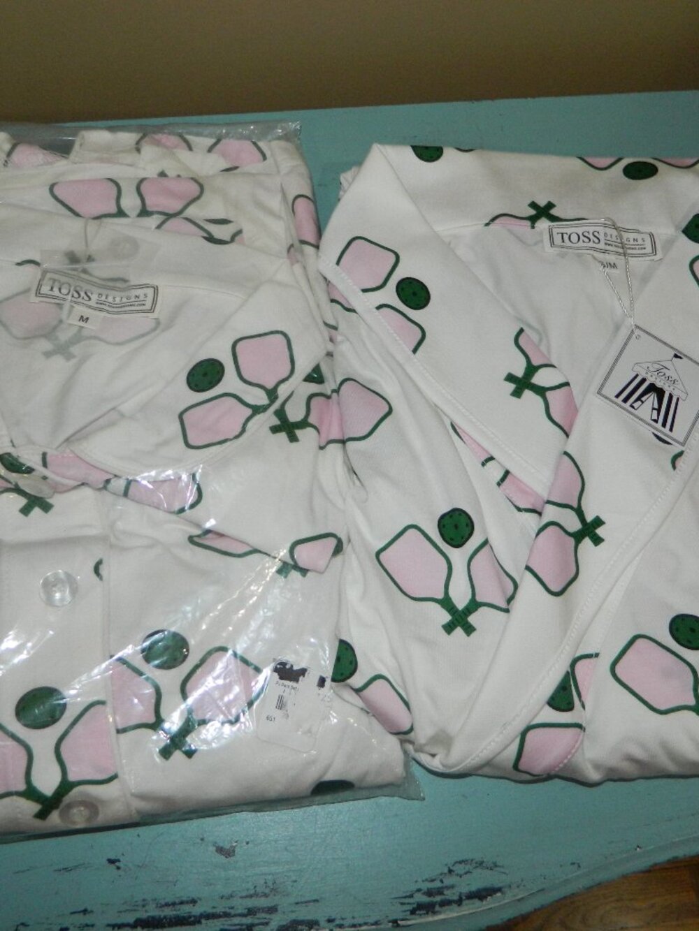 Mark & Graham Toss Design Pickleball Short Robe & Pajama Pant Set Sz S/M (OO-2)